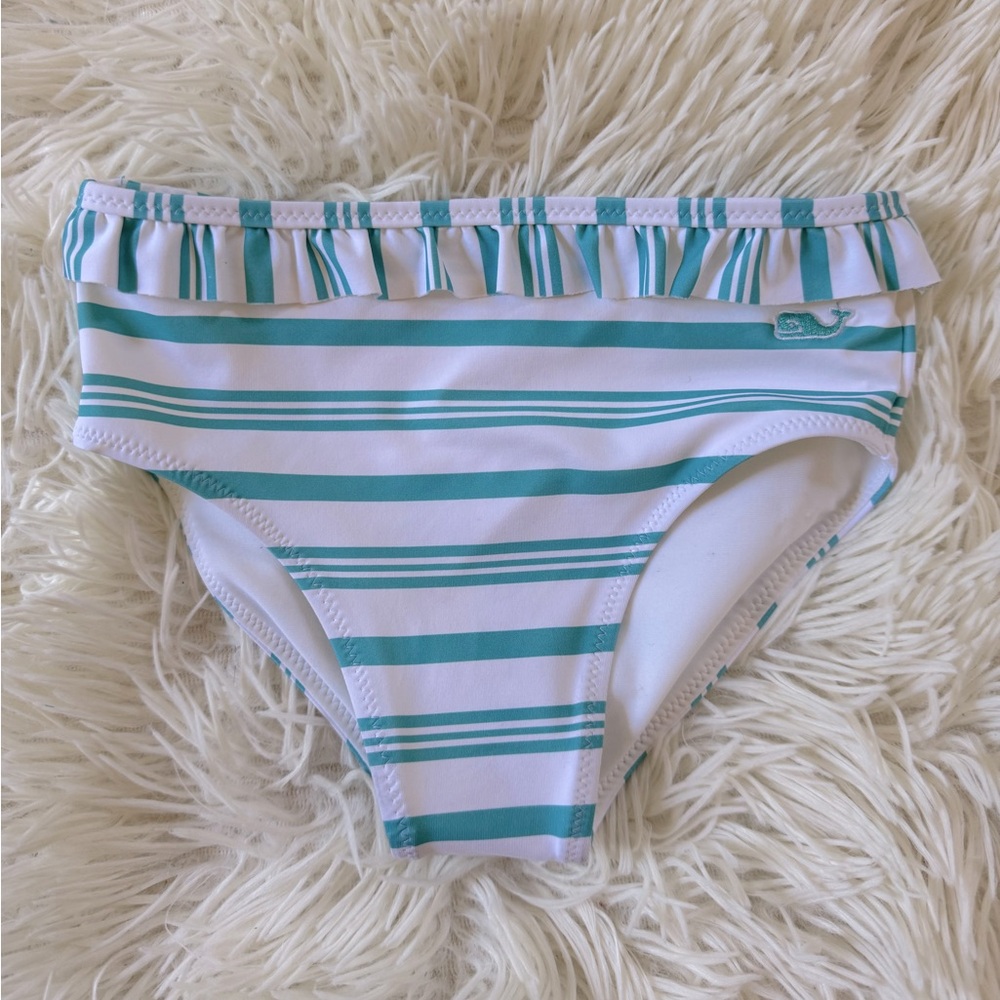 Vineyard Vines Teal and White Ruffle Bikini Bottom 3T